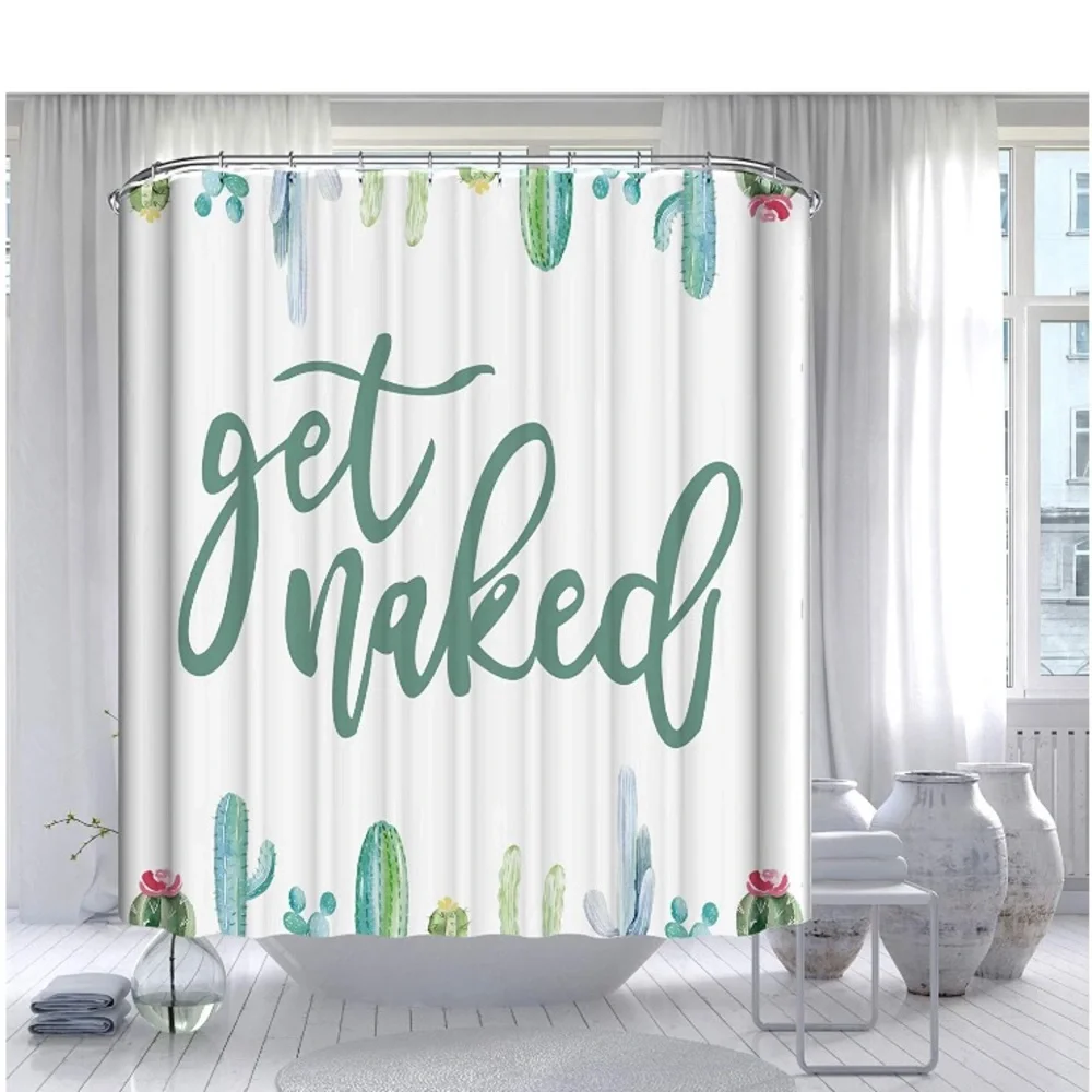Get Naked CACTUS 🌵 LOVE Novelty Shower Curtain